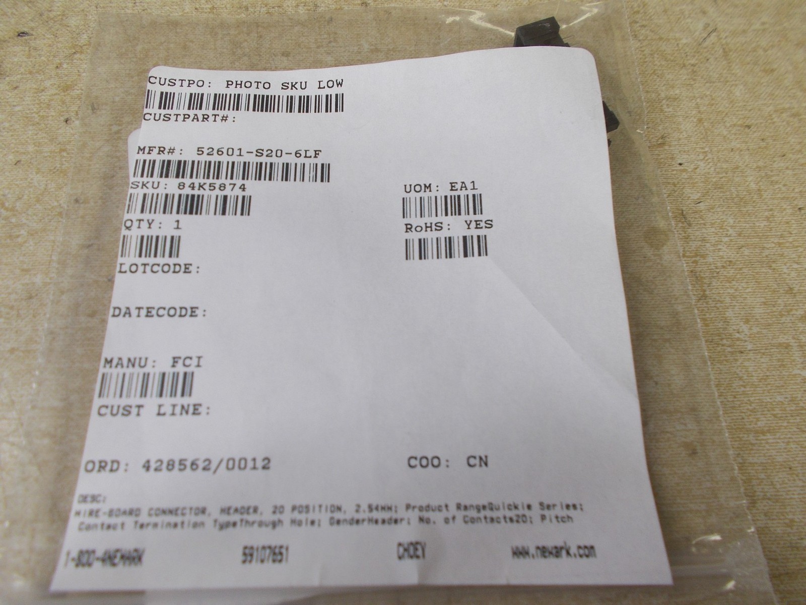 NEW FCI Connector 53601-S20-6LF *FREE SHIPPING*