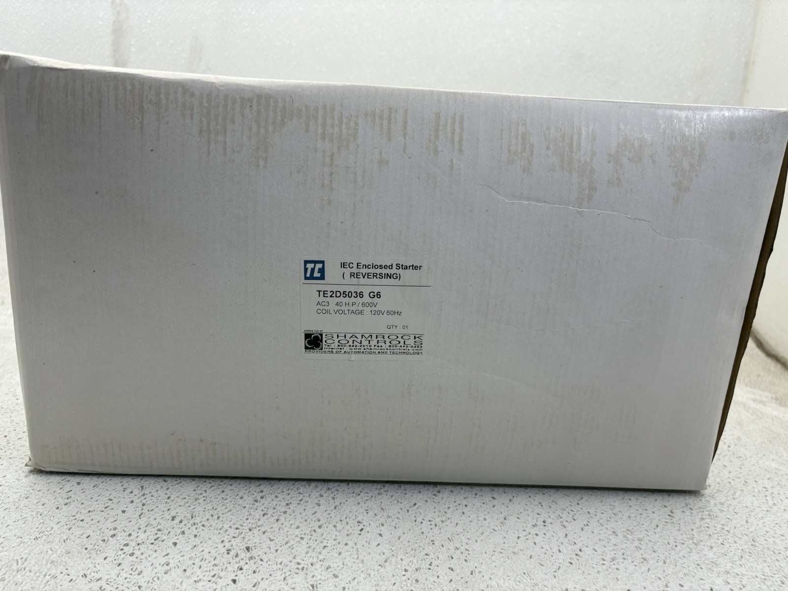 TE2D5036 G6 AC3: 40H.P/600V IEC ENCLOSED STARTER (REVERSING)