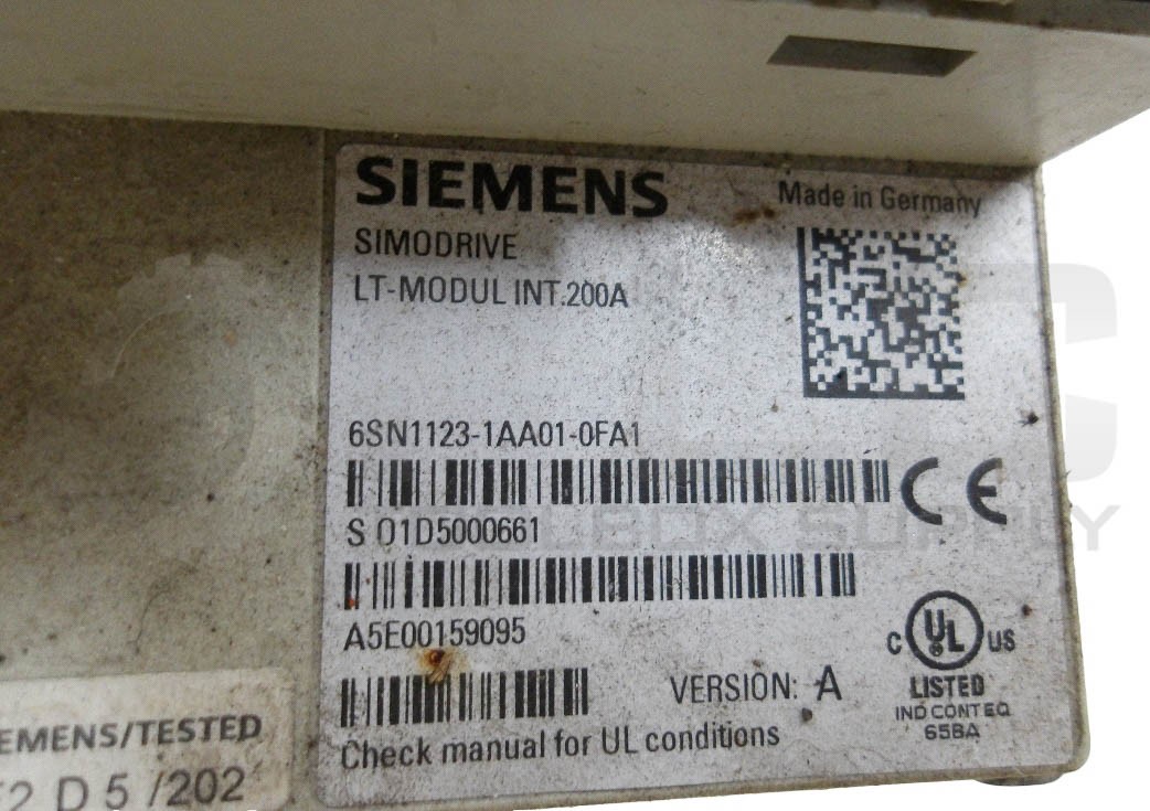 SIEMENS 6SN1123-1AA01-0FA1 SIMODRIVE MODULE 200A VERSION A