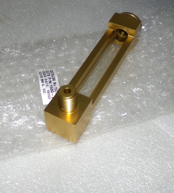 Gits 15215 Liquid Level Gauge Aluminum Gold Anodize Glass 1/4-18 Thread 5″ H NEW