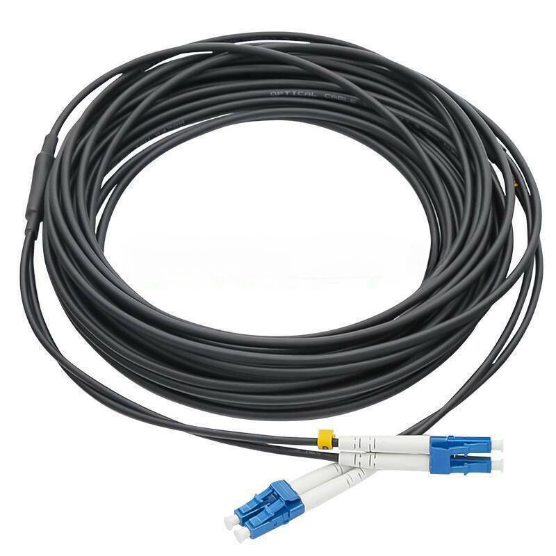 Black Armored Fiber Cable Duplex Fiber Optic Patch Cord 150M LC-LC UPC SM 9/125