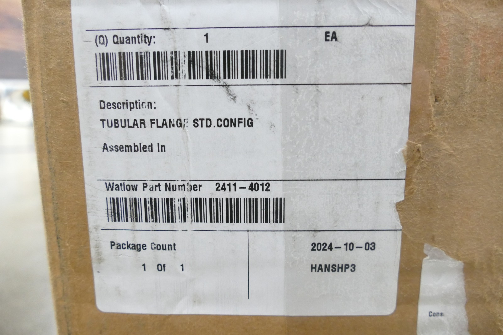 Watlow Tubular Flange Immersion Heater 2411-4012 FL7 (480V/400V 3Ph 10kW/6.9kW)