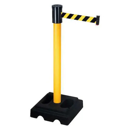 Retracta-Belt 322Pyw-Byd Barrier Post With Belt, Yellow, 15 Ft Length, 40 In