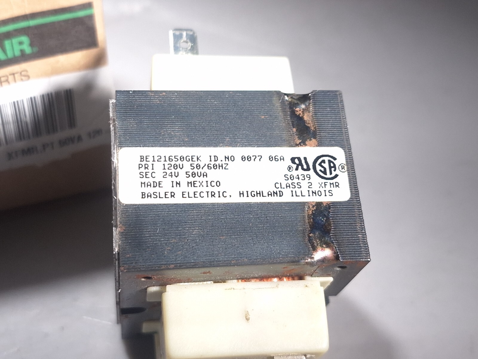 BASLER BE121650GEK CLASS 2 TRANSFORMER 50VA 120V SEC:24VA SULLAIR 02250135-283