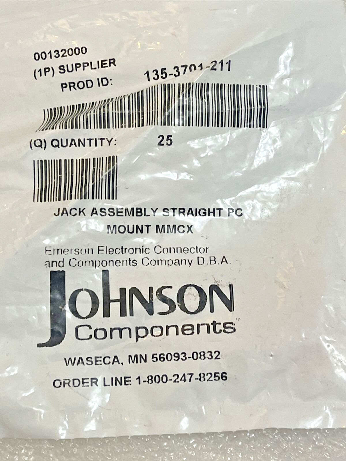 25pcs Johnson 135-3701-211 MMCX jack straight RF coax connectors PCB mount