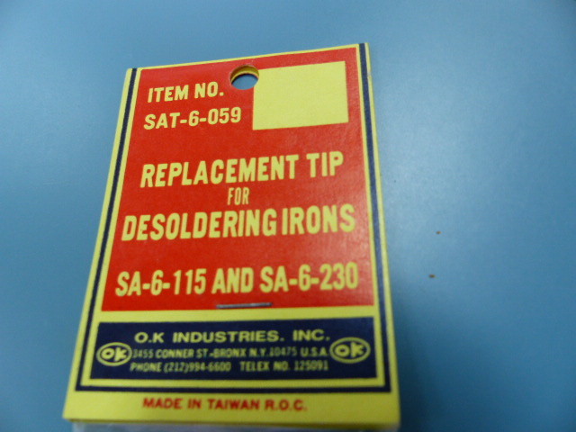 OK Industries SAT6059 Qty of 1 per Lot Replacement tip for desoldering irons