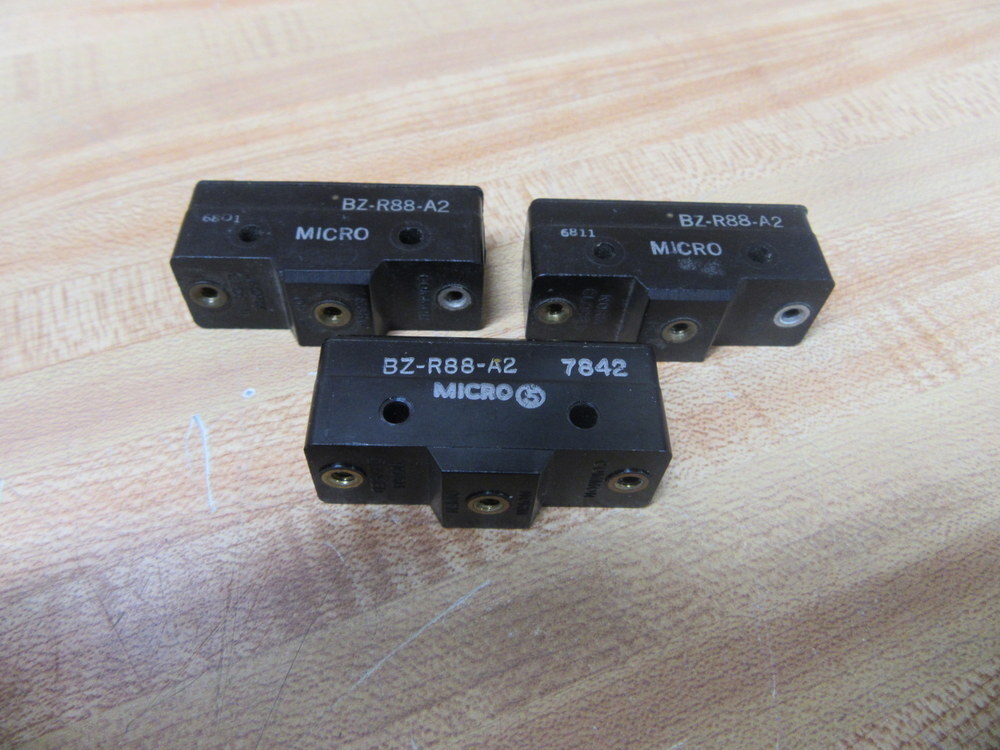 Micro Switch BZ-R88-A2 Pin Plunger Switch BZR88A2 W/O Screws (Pack of 3)