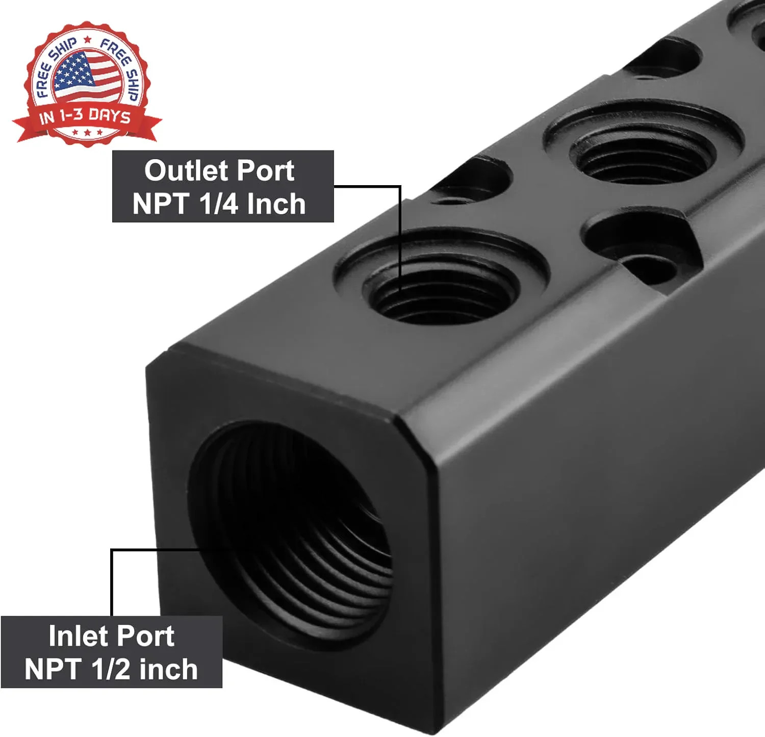 Air Manifold, 3 Way 5 Port Air Compressor Manifold, Air Hose Inline Manifold Blo