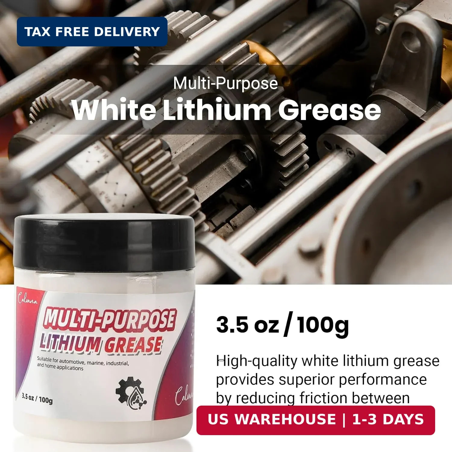 Calvana 3.5oz Multi-Purpose White Lithium Grease with 2 Brushes, Ideal for Autom