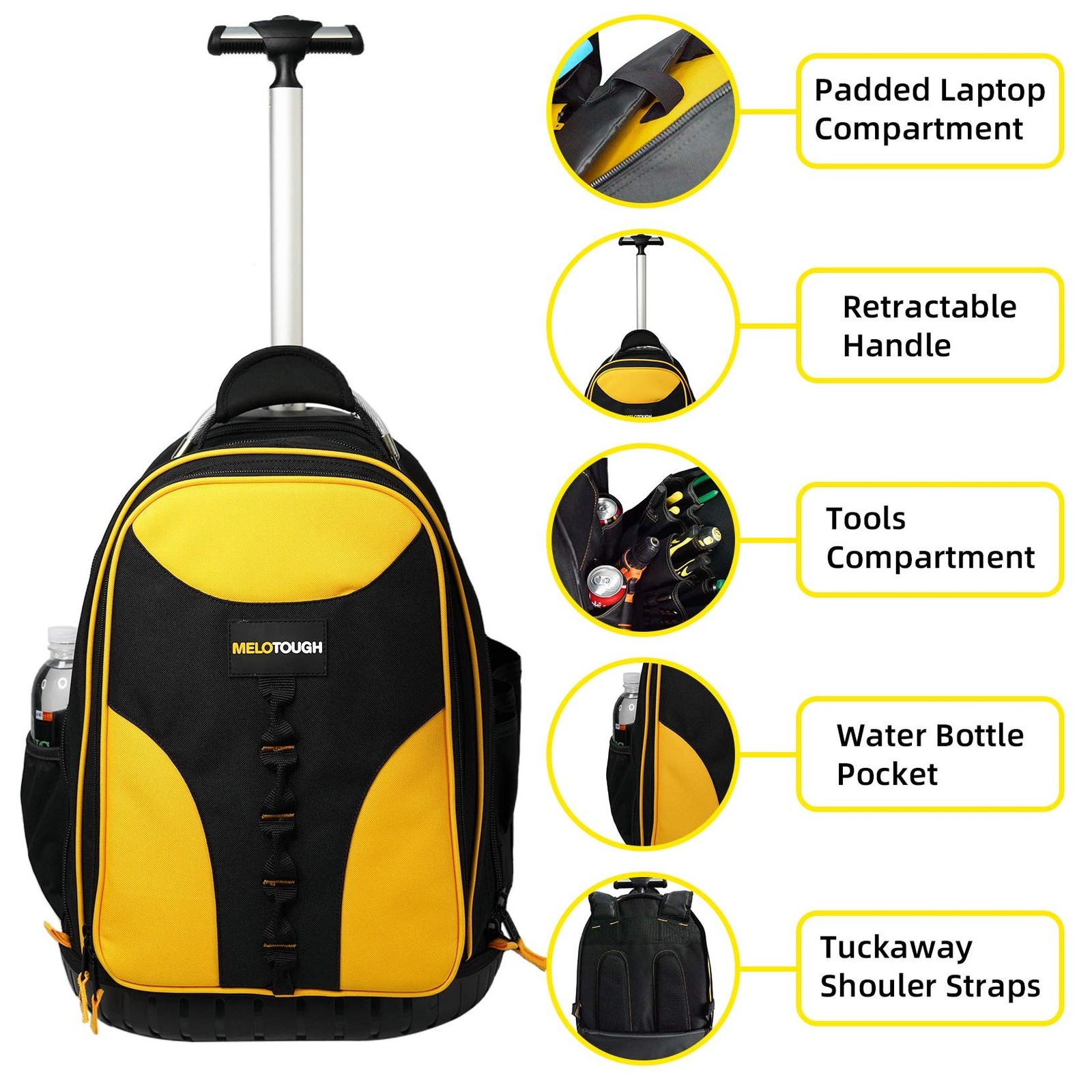 Wheeled Rolling Tool Bag Heavy Duty Tool Backpack for Men Tool Organizer Bag …