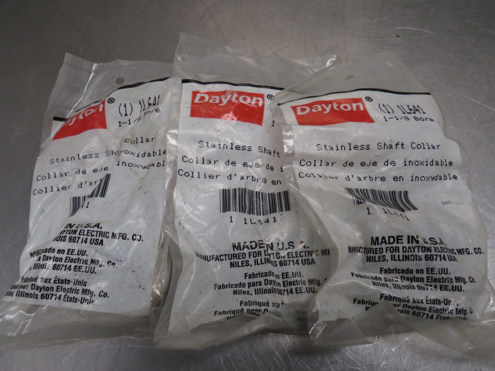 Dayton 1L641 Stainless Shaft Collar 1-1/8″ Bore Lot of 3!