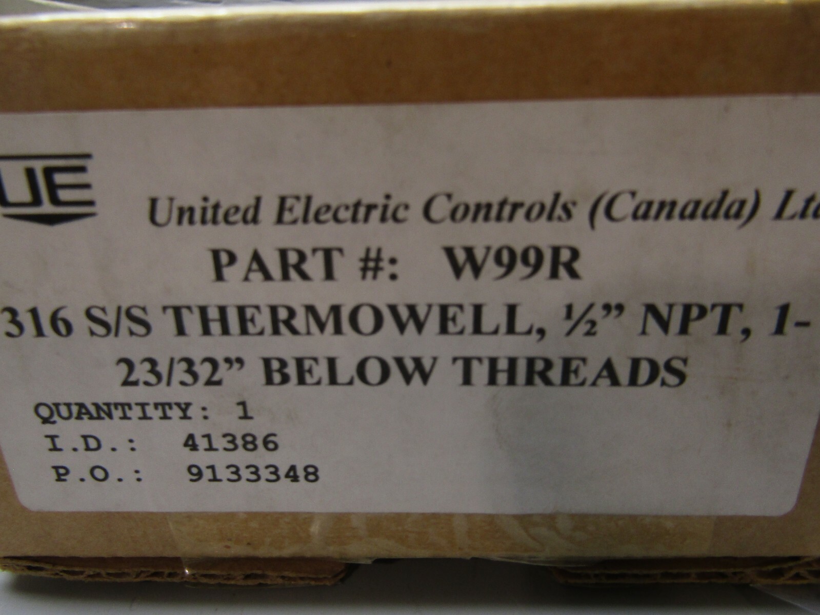 United Electric Controls W99R Thermowell 1/2″ NPT