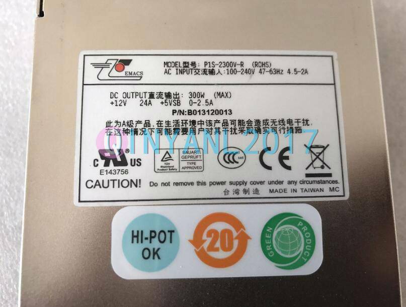 1PC Used EMACS P1S-2300V-R 300W server power supply