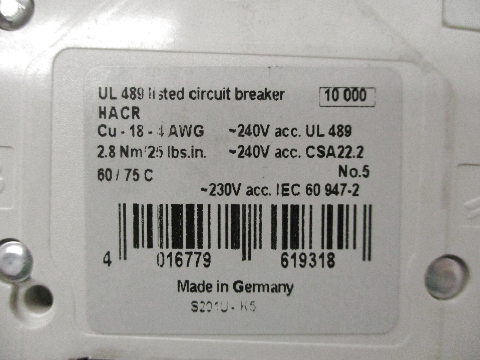 ABB S201UK5 5A 240V NSNP