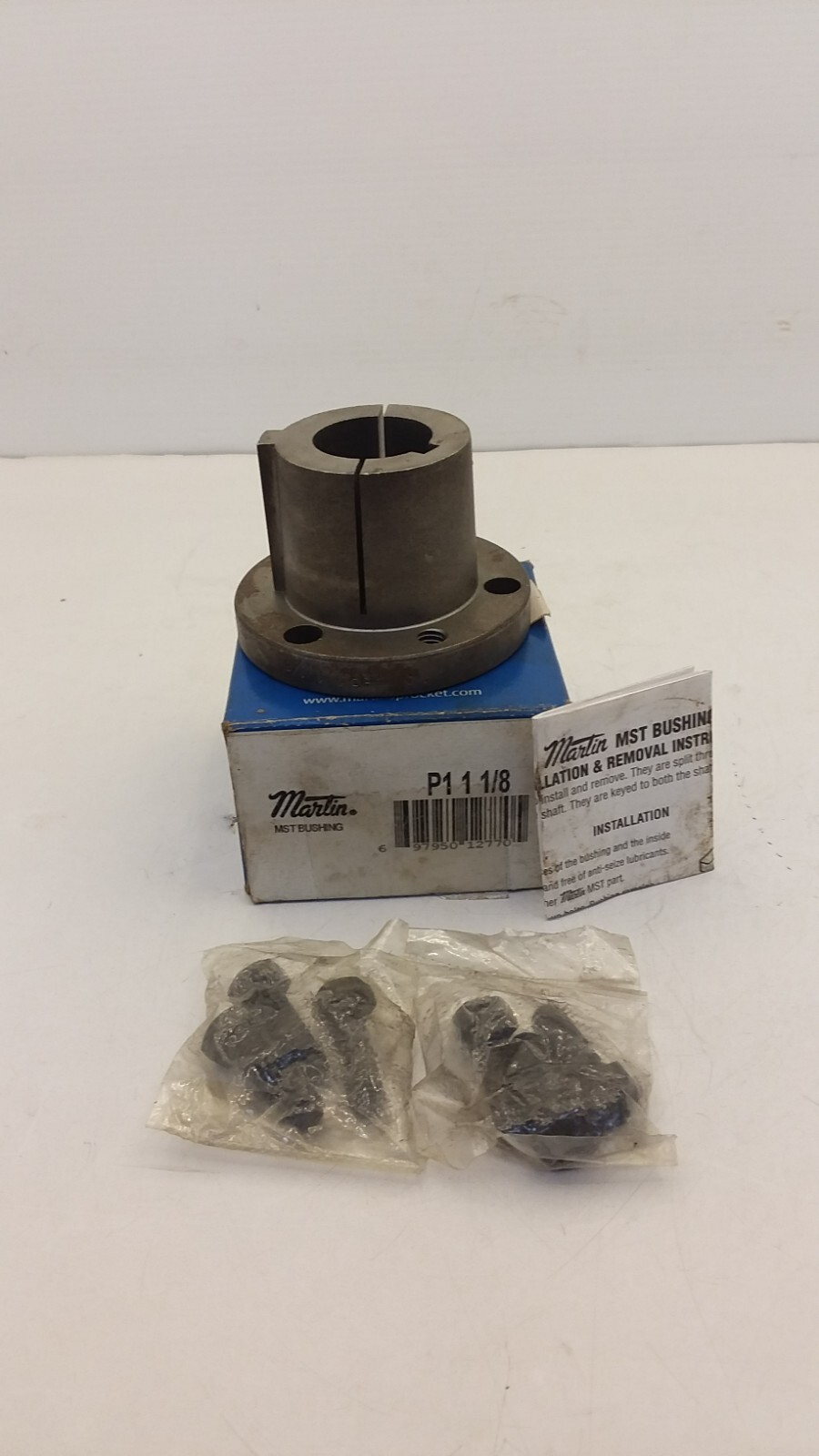 MARTIN P1 1 1/8 SPLIT TAPER BUSHING 1.1250IN BORE IN FLANGE OD 1-15/16IN LTB NIB