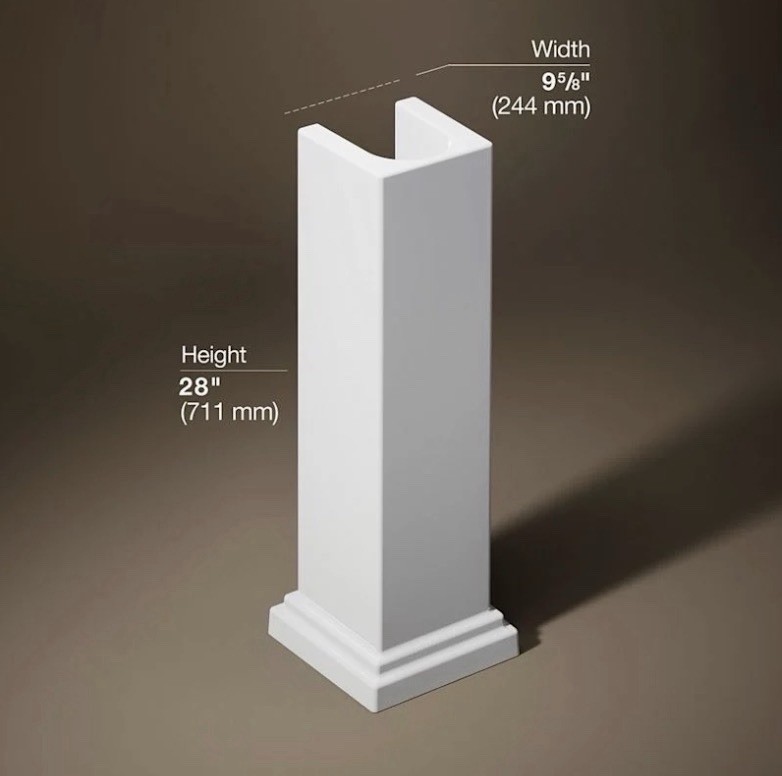 Kohler K-2767-0 Tresham Pedestal Base Column Fireclay White Sink Stand *NEW*