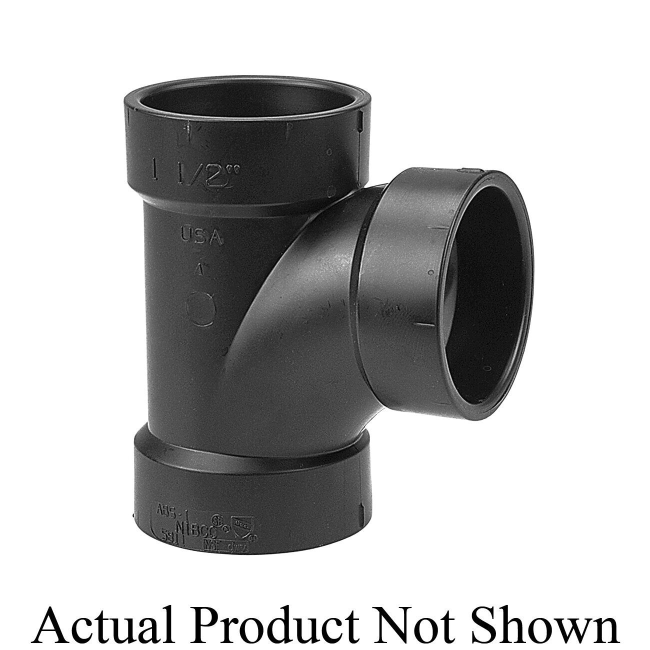 NIBCO I098300 DWV SANITARY TEE, 2 X 1-1/2 X 2 IN NOMINAL, HUB END STYLE, ABS