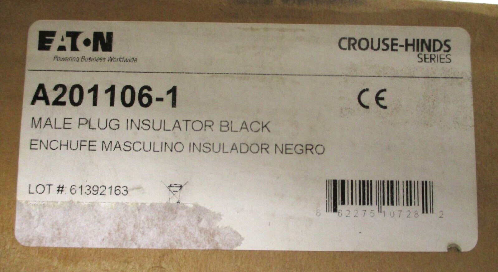 EATON , A201106-1 , MALE PLUG INSULATOR BLACK , SURPLUS