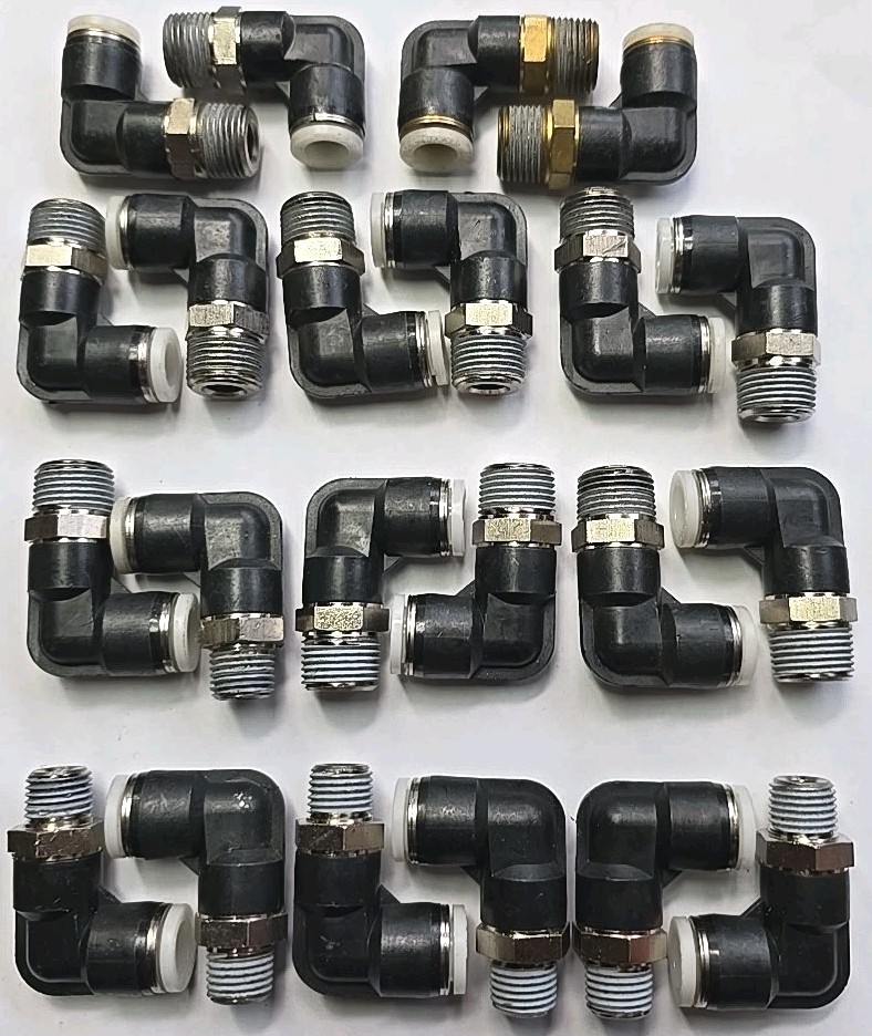 (22) Pisco 3/8″ Push to Connect Fittings 90° Elbows Various Thread Sizes