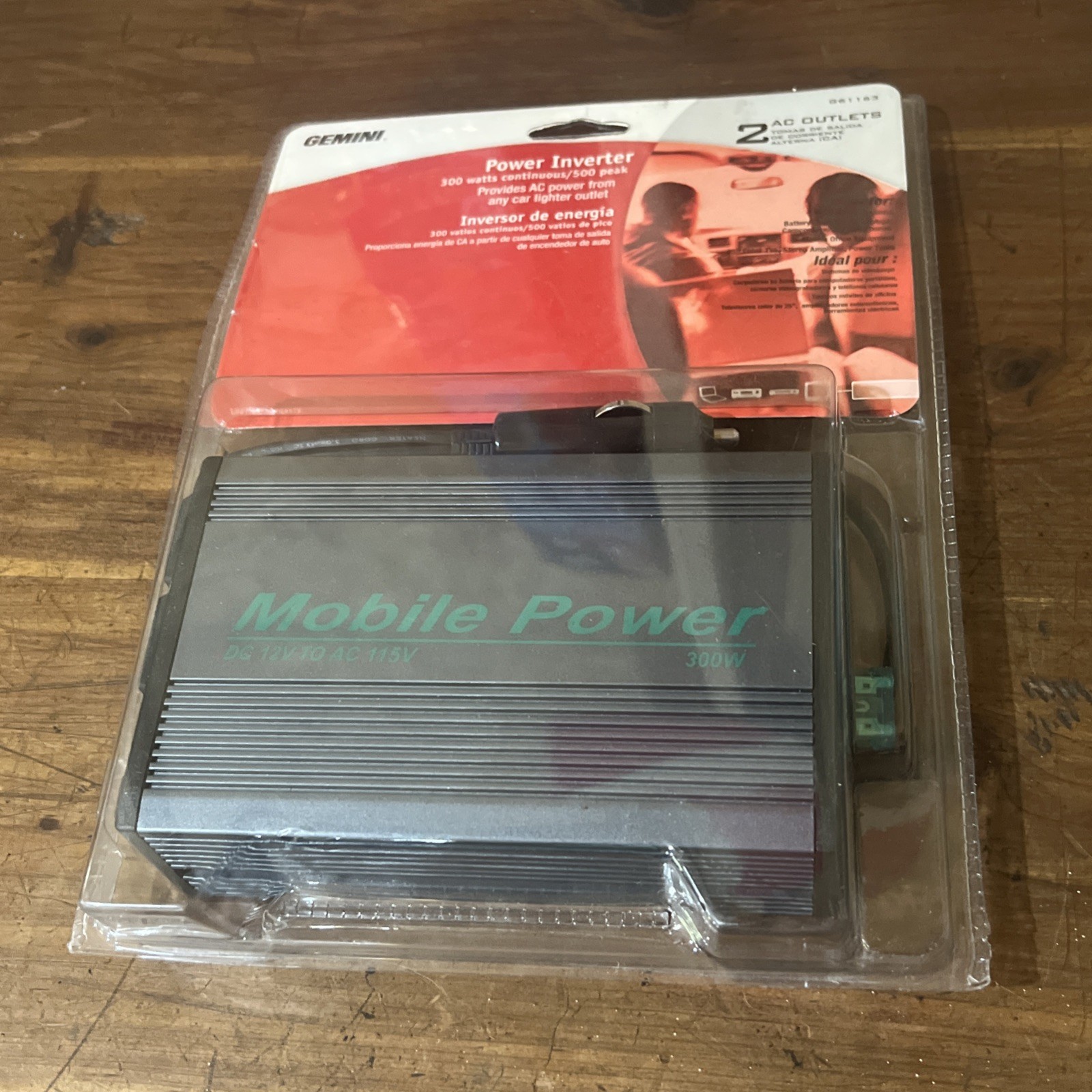 Gemini G61163 Power Inverter Brand New 2 AC Outlets 300 Watts Continously