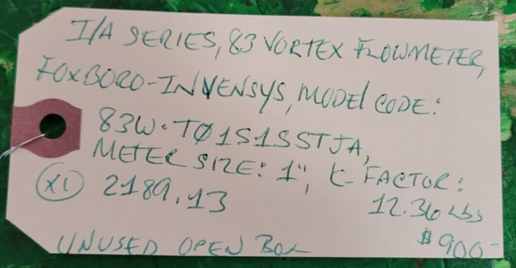 ⚡FOXBORO I/A SERIES 83 VORTEX 1″ FLOWMETER PESSCO IS OFFERING 1 G100723-2 🗽