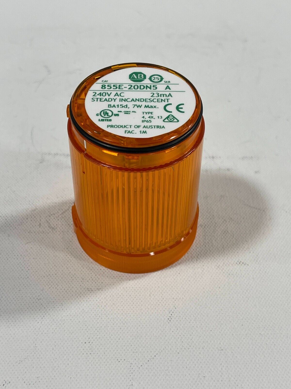 New! Allen Bradley 855E-20DN5 Amber Steady Incandescent 240V SER A