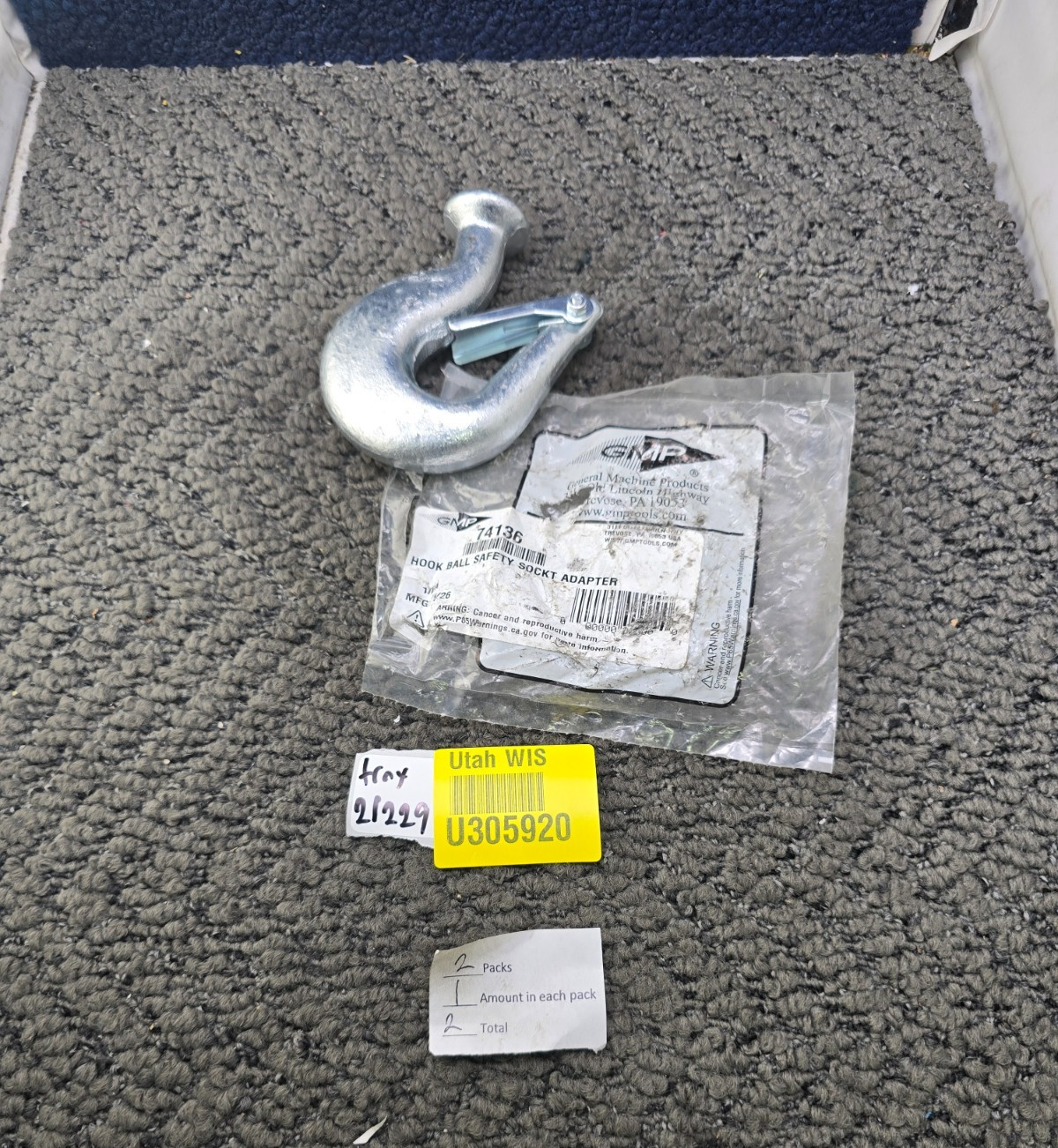 (QTY 2) General Machine Products 74136 Safety Ball Hook Socket Adapter 2500 Lbs