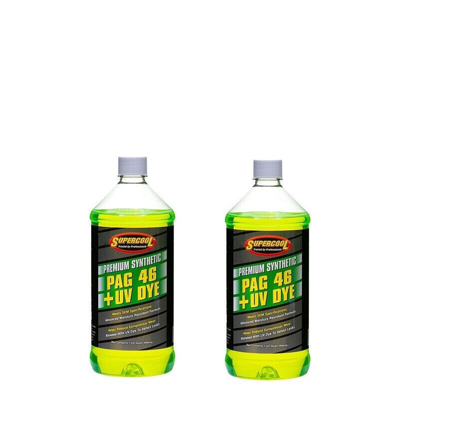Supercool P46-32D A/C Compressor Pag Lubricant, W/Uv Dye Bottle 1 QT/32oz Pack 2