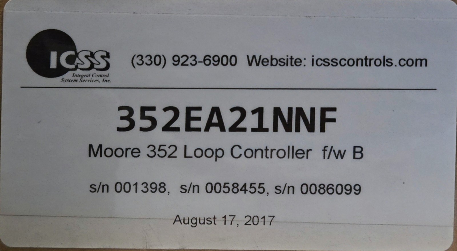 Moore Products Co. 352 Loop Controller f/w B Module 352EA21NNF