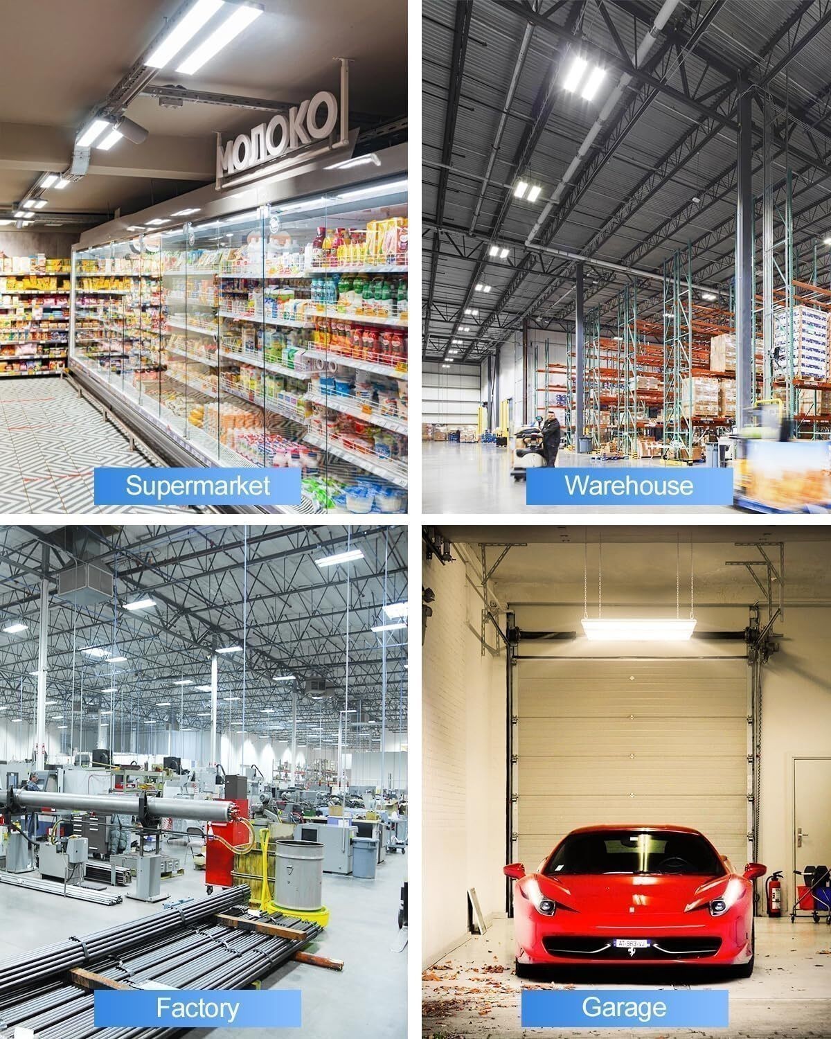 LED Linear High Bay Shop Light 4.5/5/5.7K 100-277 VAC Hanging Lamp 150W 120W 90W