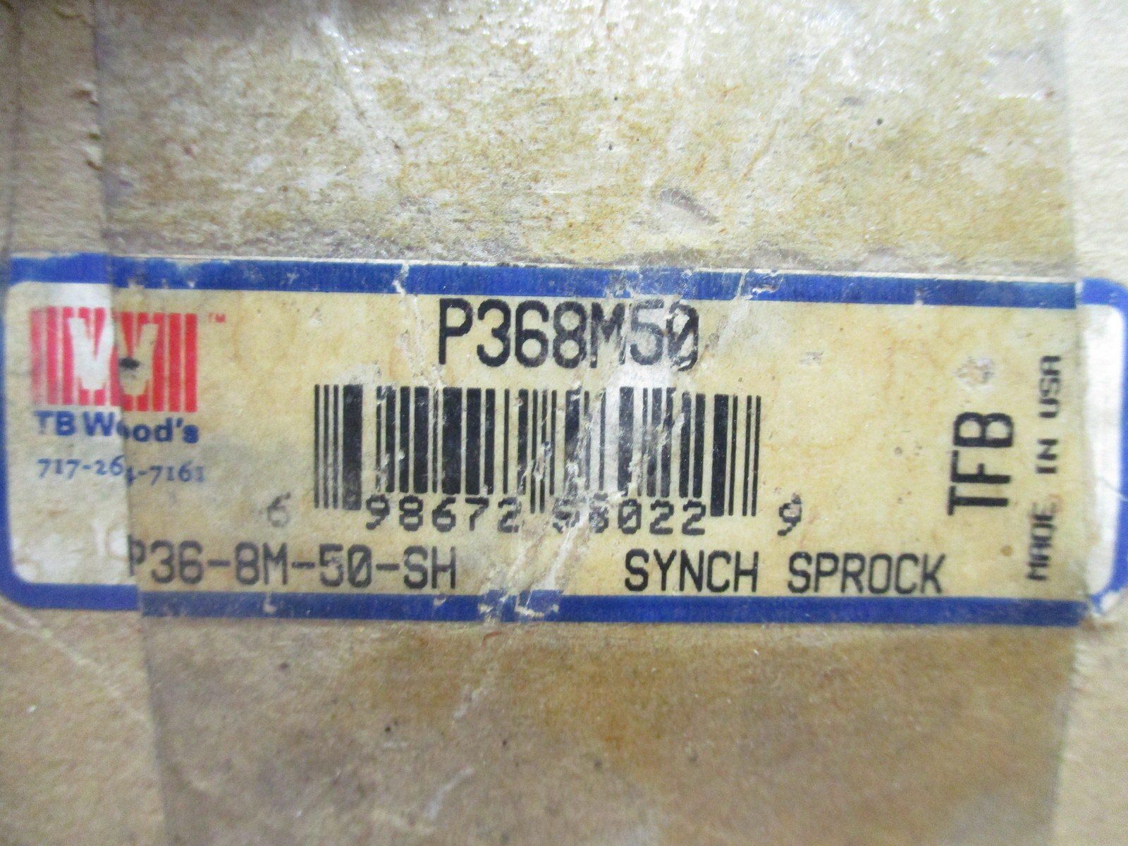 TB Woods P368M50 Synchronous Sprocket P36-8M-50-SH
