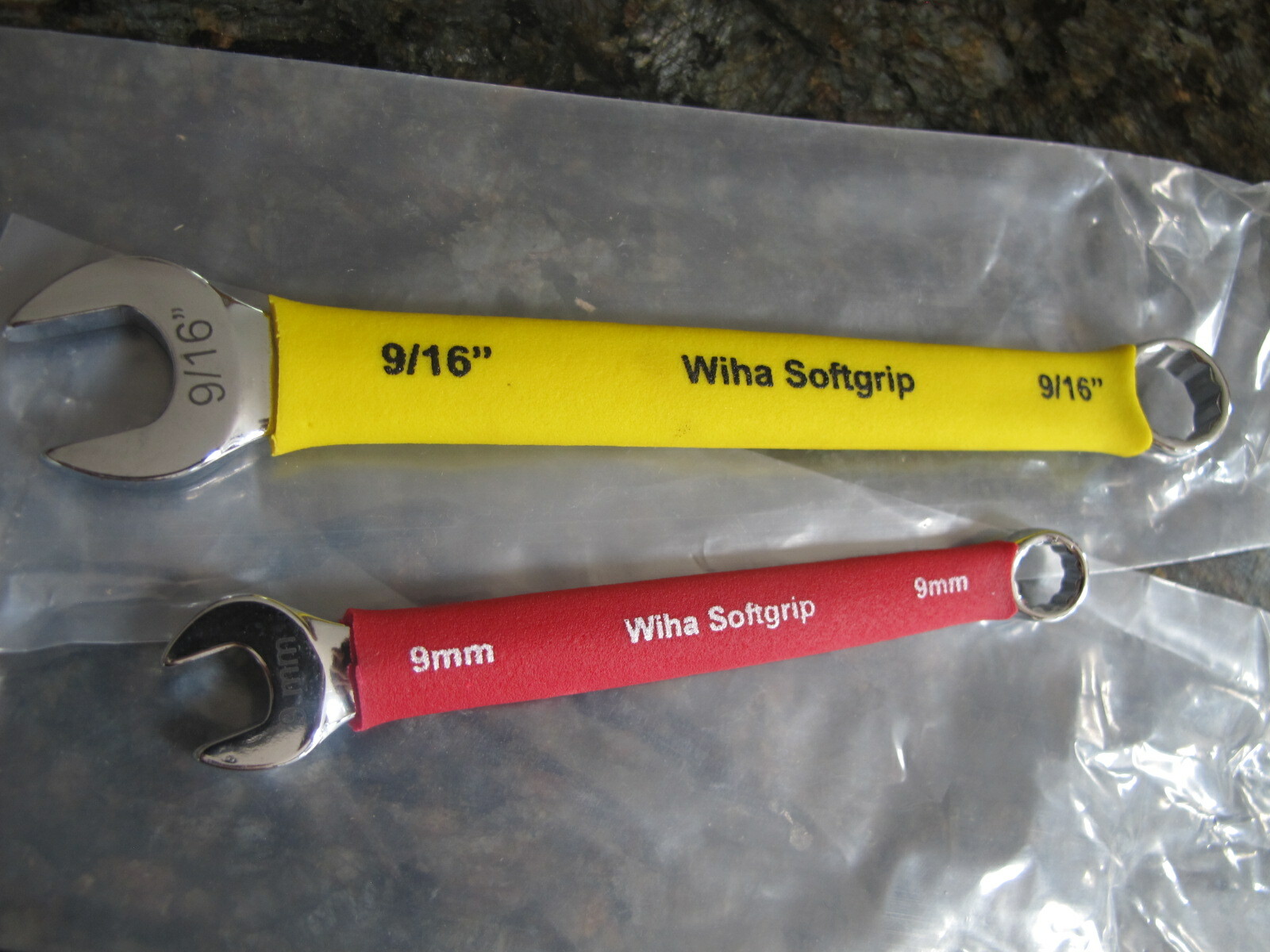 (2) Wiha 50005 50048 Soft Grip Combination Wrench Metric SPANNER 9mm 9/16″ 2-PCS