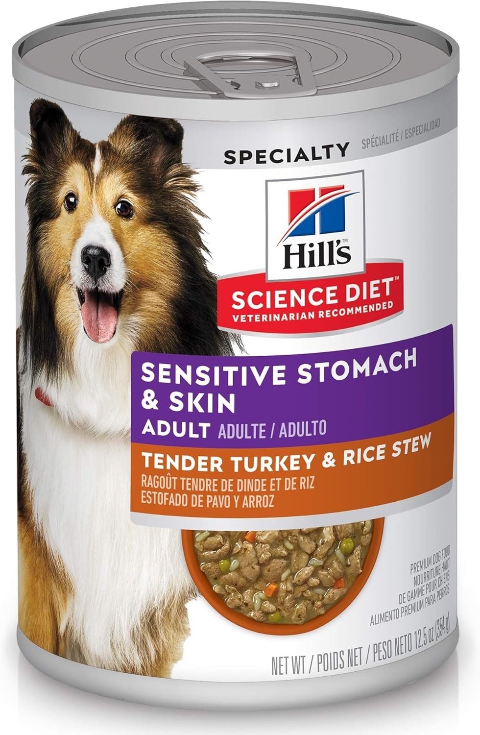 Hill’s Science Diet Sensitive Stomach Turkey & Rice Wet Dog Food 12.5oz, 12ct