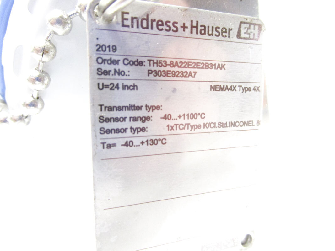 ENDRESS+HAUSER TH53-8A22E2E2B31AK -40/1100’C 24″ NSNP