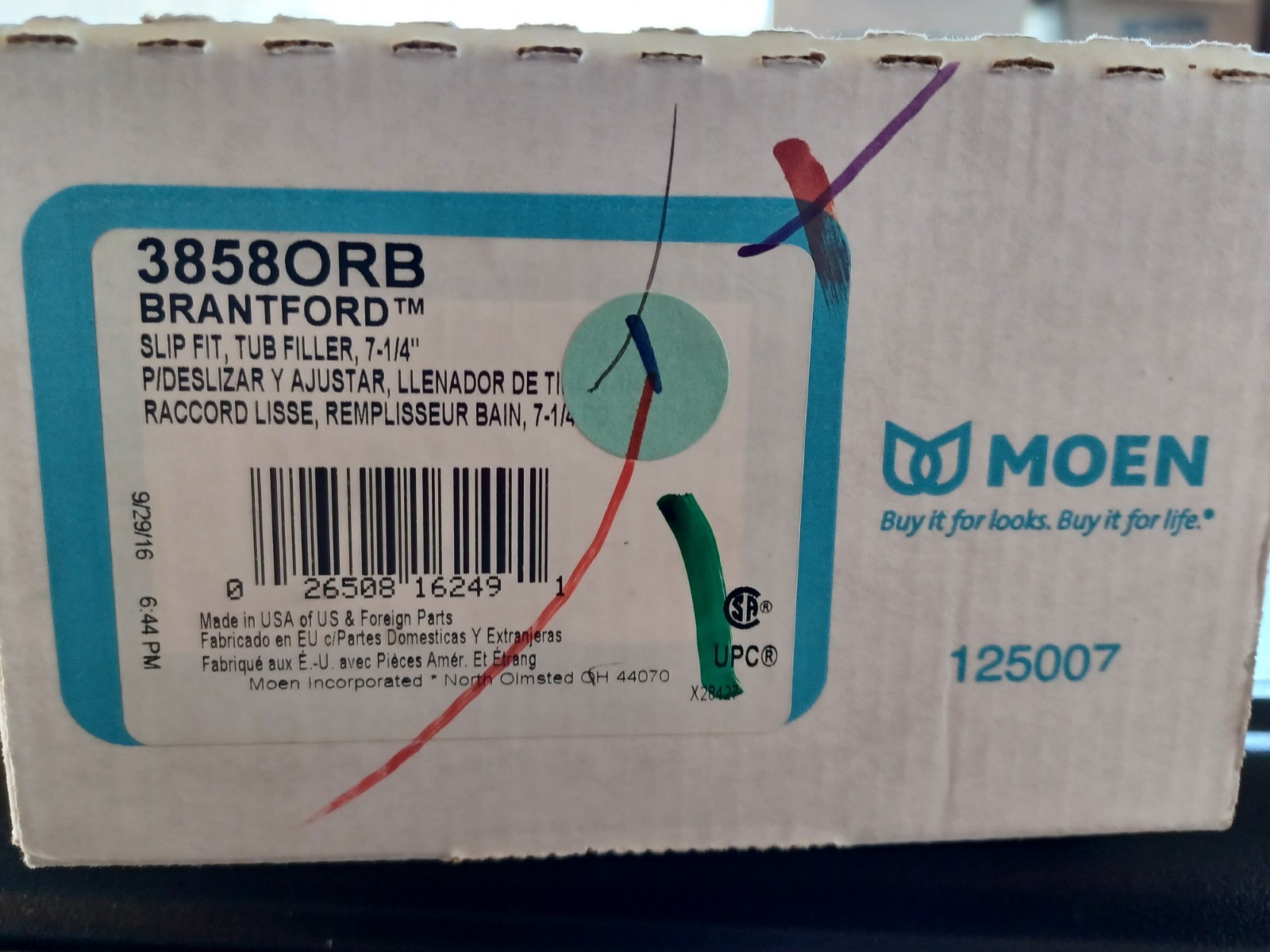 NEW Moen 3858ORB Tub filler 1/2 Slip Fit Non-Diverting TS ORB Accessories B243