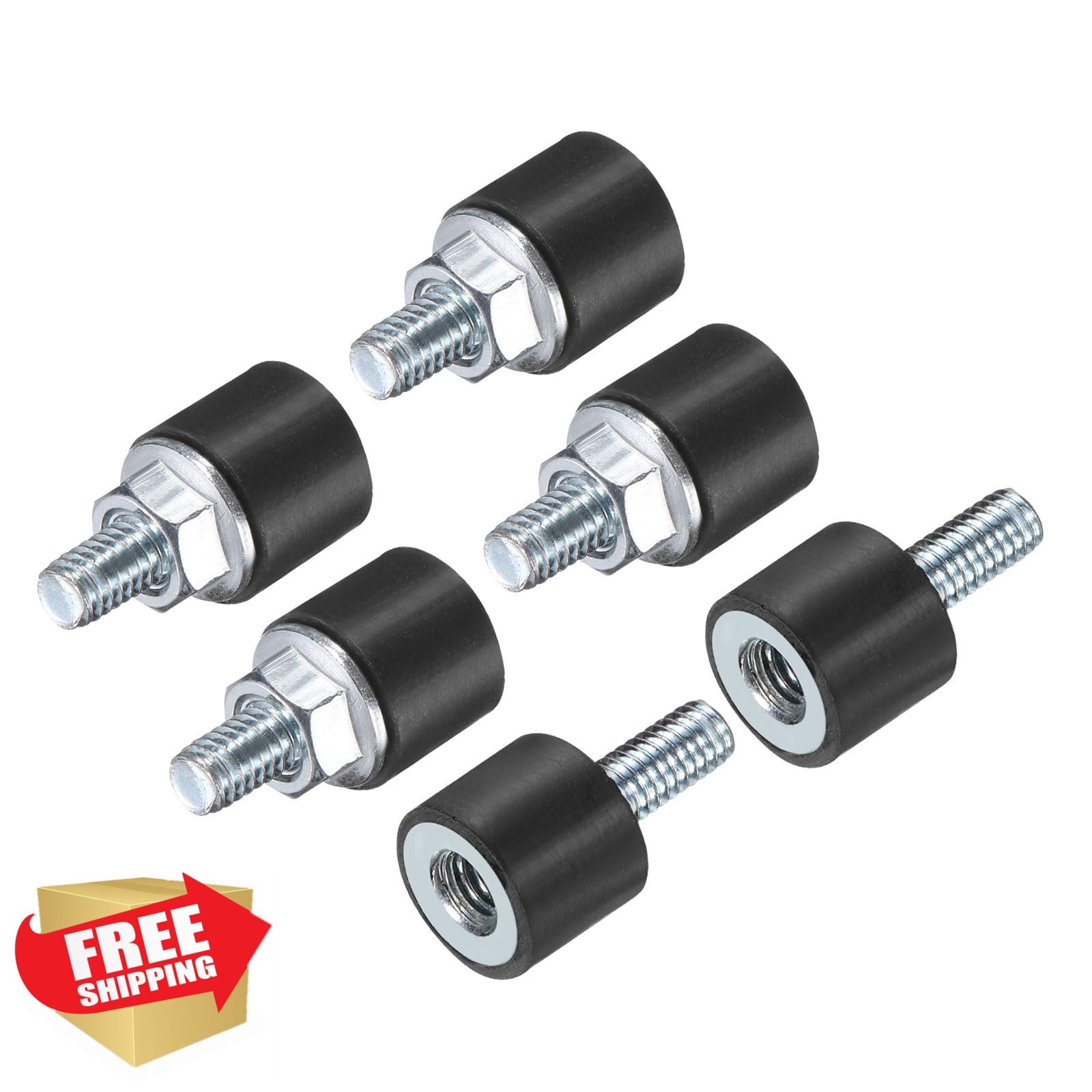 uxcell M4x10mm Rubber Isolator Mounts 6 Pcs M4 Nuts VD-D10*H8
