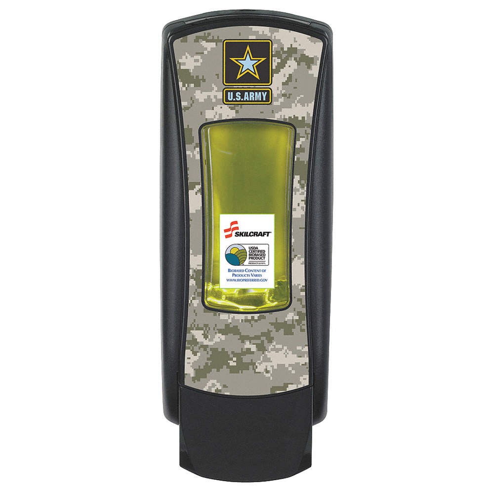 SKILCRAFT 4510-00-NIB-0046-ARMY Soap Disp,BLK,1,250 mL,4 5/8 inD 30XR25