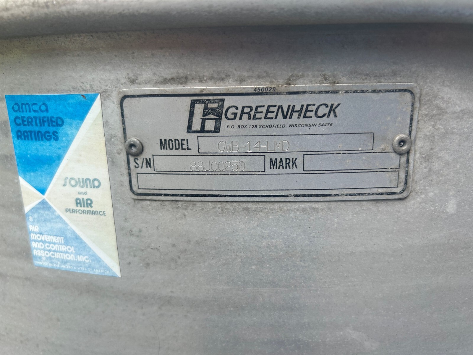 Greenheck Centrifugal Roof Exhaust Fan GWB-14-LMD