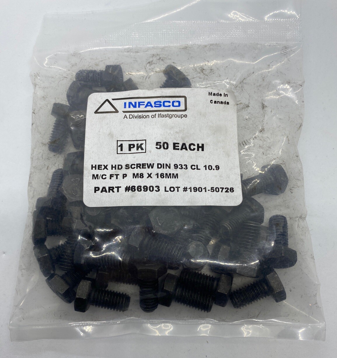 M8 – 1.25 x 16mm Black Oxide High Strength Hex Head Screws Grade 10.9 (Qty. 50)