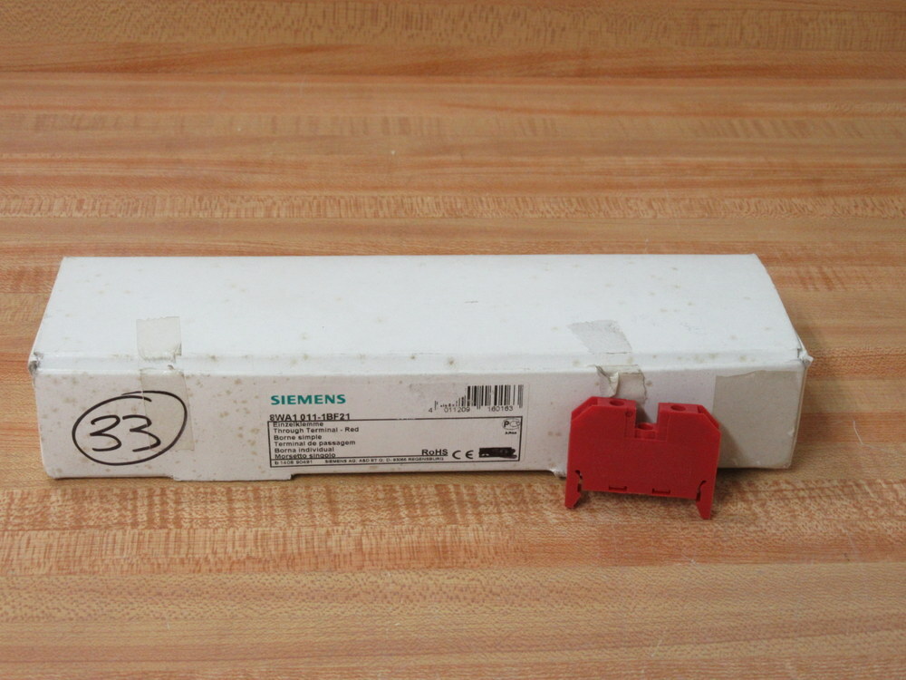 Siemens 8WA1-011-1BF21 Terminal Block 8WA10111BF21 Red (Pack of 33)