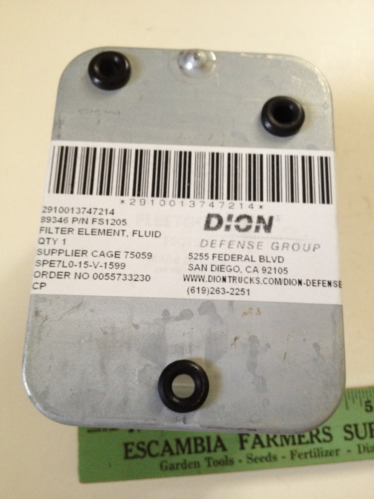 DION FS1205 FUEL FILTER/WATER SEPARATOR FSR8-1205