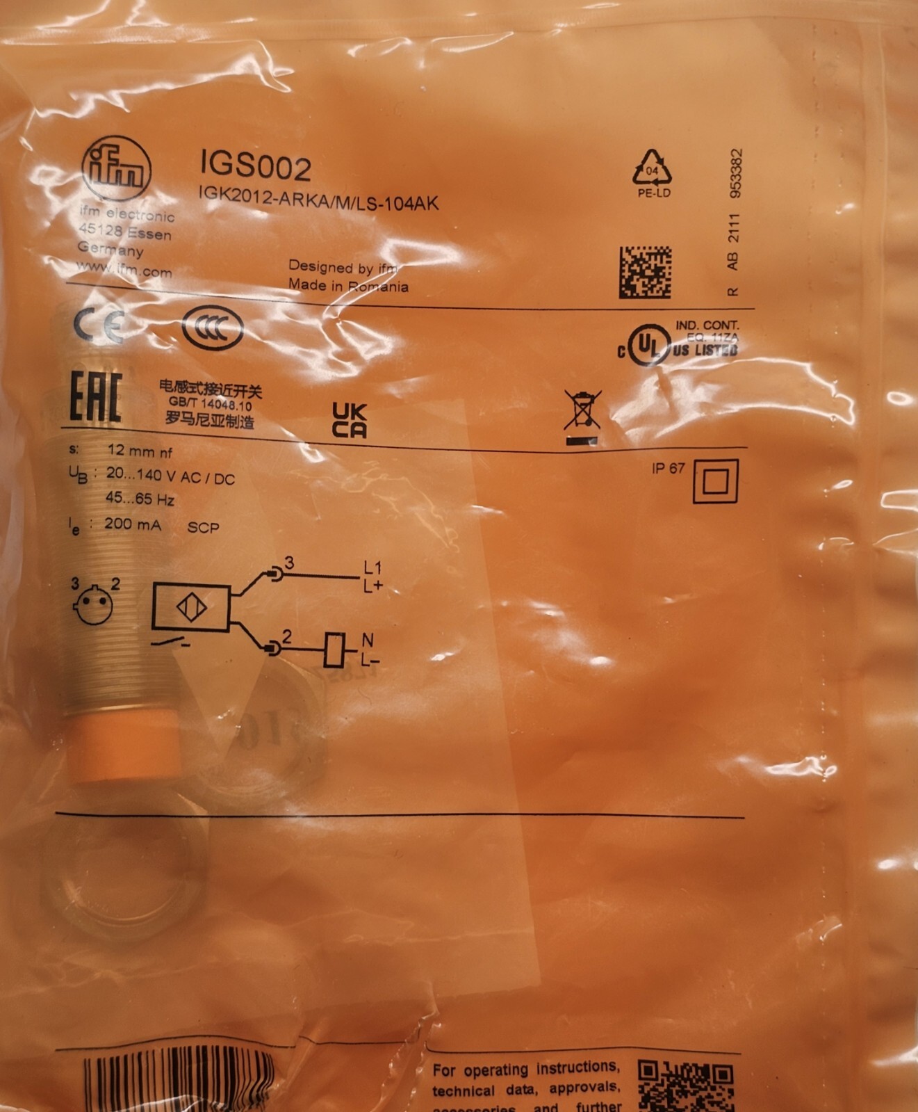 IFM IGS002 INDUCTIVE SENSOR *NEW *Free Shipping