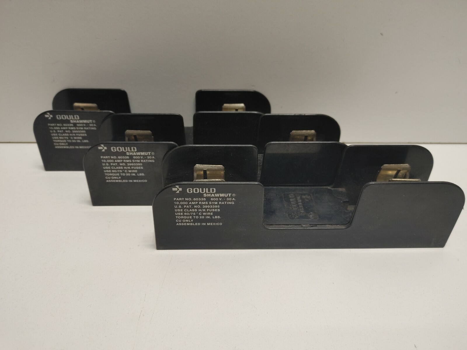 LOT OF 3 NEW OLD STOCK! GOULD SHAWMUT 30A 600V CLASS H/K FUSE HOLDERS 60326