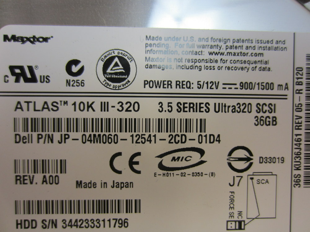 Maxtor KU36J461 ATLAS 10K III-320 Hard Drive JP-04M060-12541-2CD-01D4