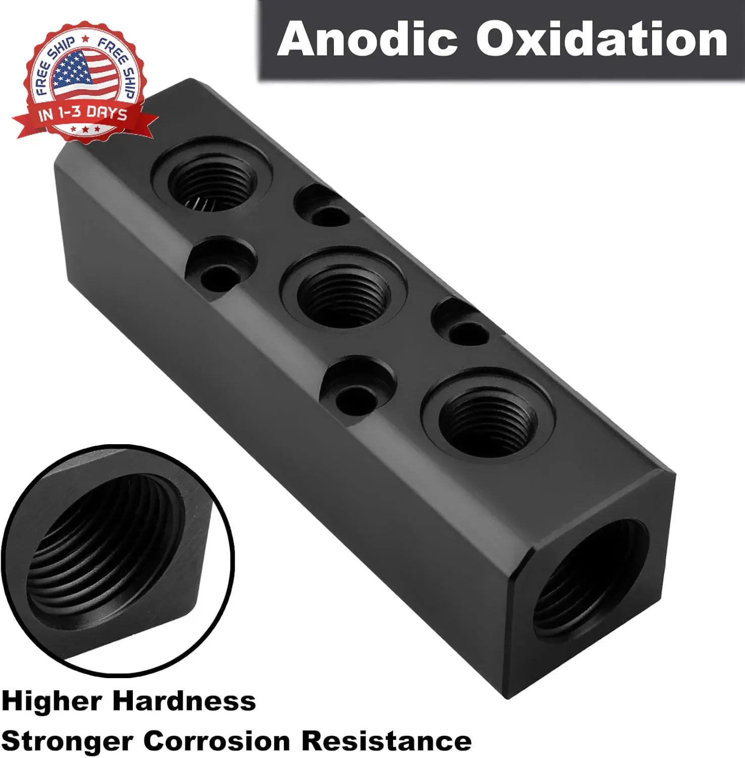 Air Manifold, 3 Way 5 Port Air Compressor Manifold, Air Hose Inline Manifold Blo