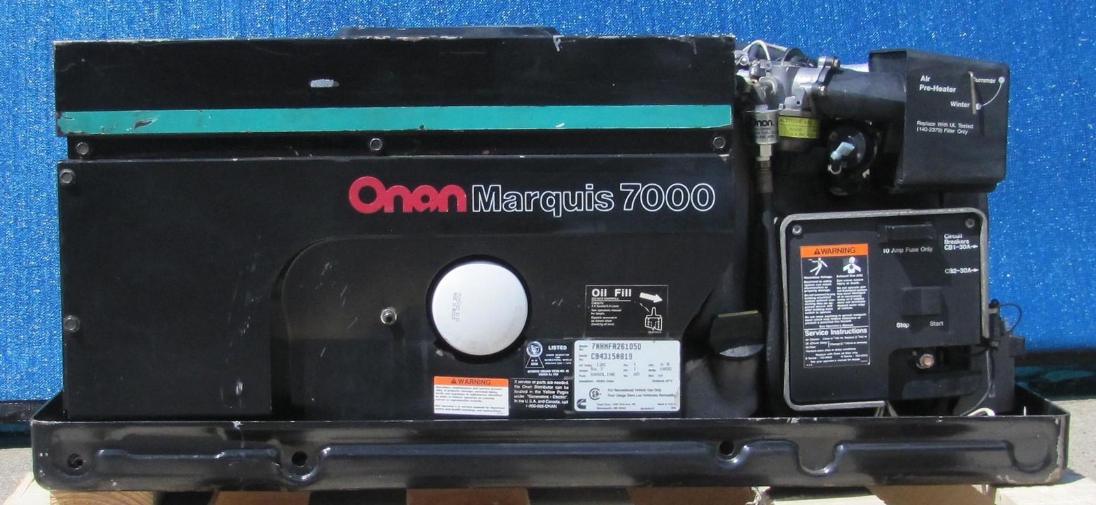 Cummins Onan Marquis 7000 Watt RV Mobilehome Gas Generator 120V Output