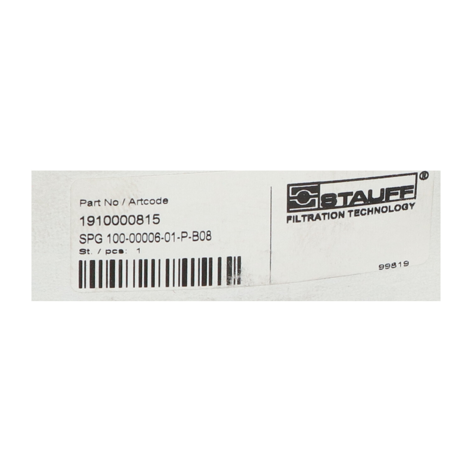 Stauff SPG100-00006-01-P-B08 New NFP