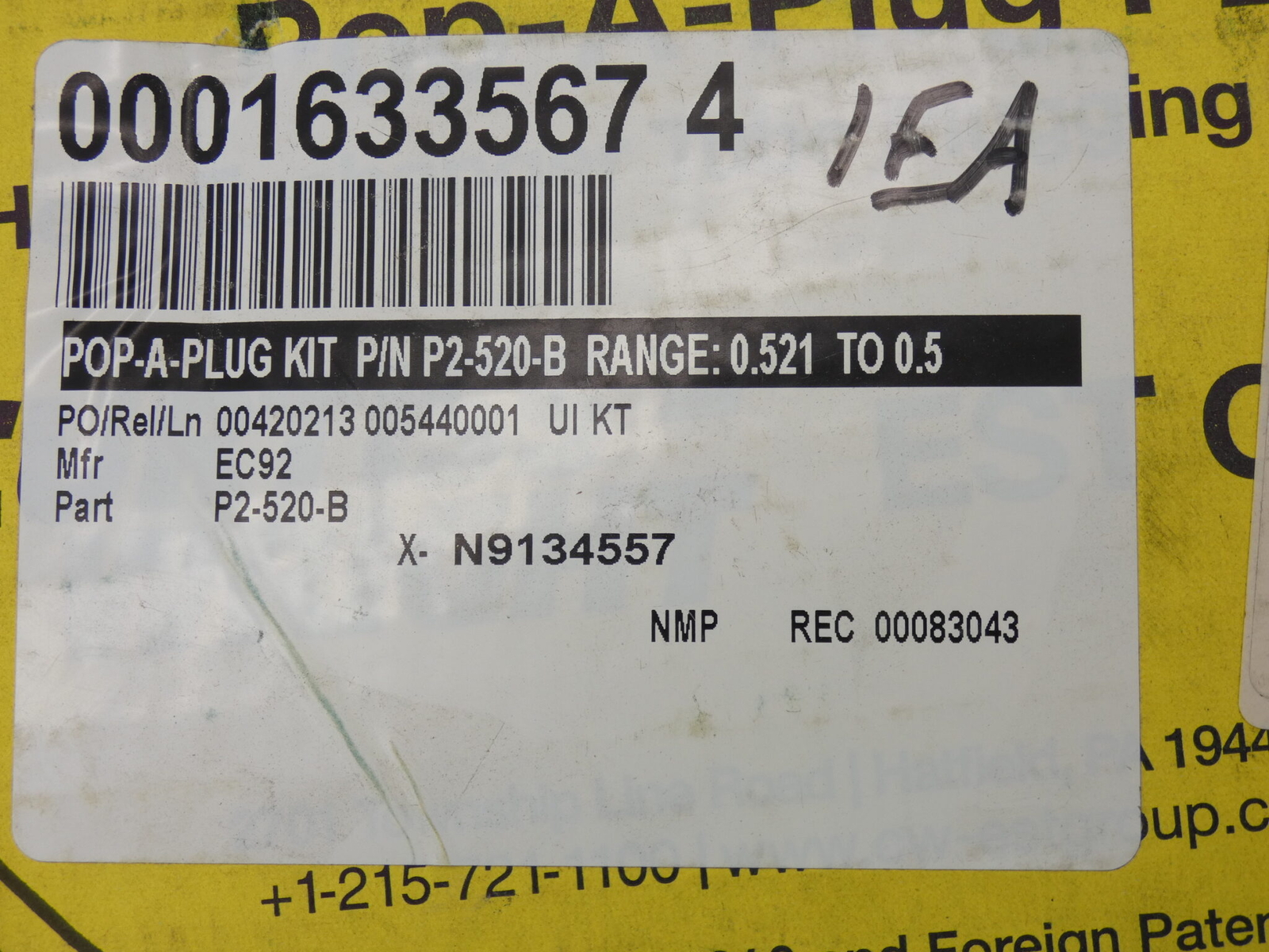 *Pack of 10* Curtiss-Wright P2-520-B Brass Pop-A-Plug Kit P2 Range: 0.521-0.5…