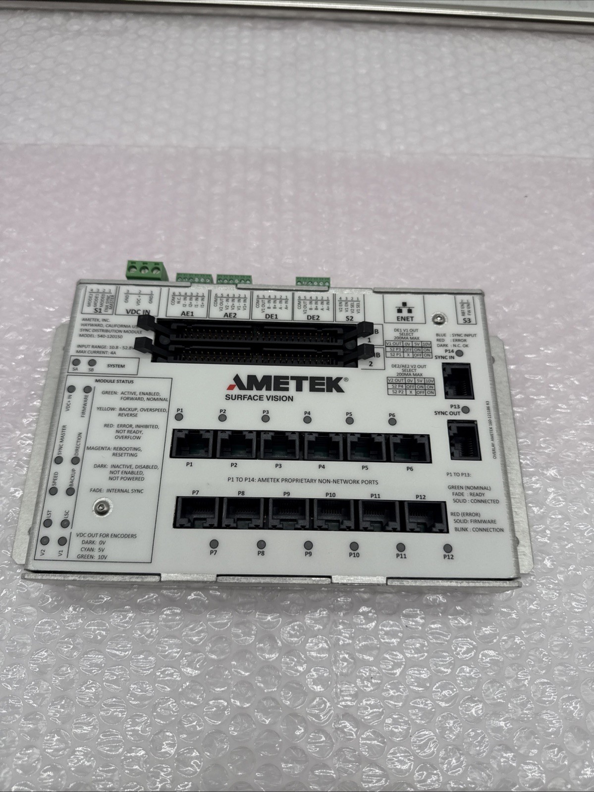 Ametek Cognex Surface Vision SYNC Distribution Module Panel # 540-120150