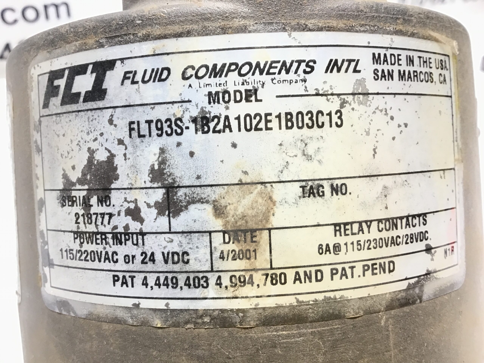 FCI FLT93S-1B2A102E1B03C13 Hazardous Location Enclosure 2350PSIG 500F 115/220VAC